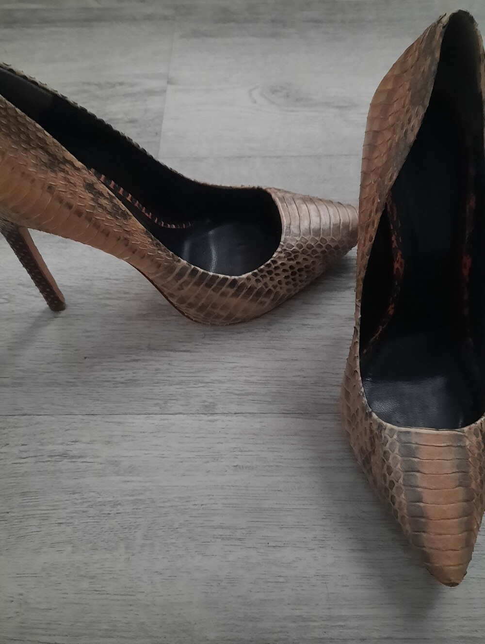 Rachel Roy Brown Snakeskin Pointed-Toe Stiletto Pumps